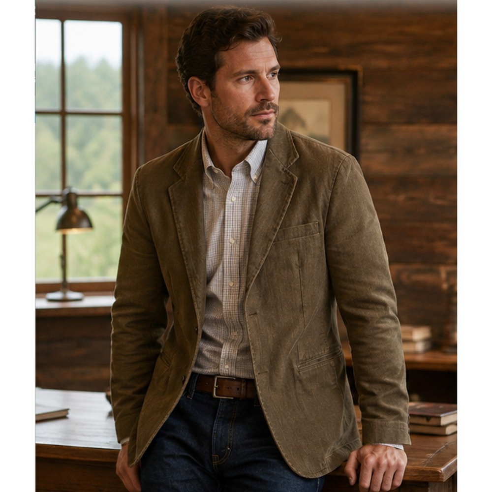 American Eagle Outfitters Blazer Mens M Sport Coat Jacket Olive Herringbone 1789